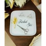Bliss Gümüş Porselen Söz Nişan Tepsisi Beyaz