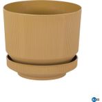 Bliss Serinova Lüks Çizgili Desenli Saksı 6 Lt – 6 Litre Hacimli Modern Çizgili Tasarım Saksı - Hardal