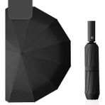 bliss umbrella 12 Telli Otomatik Şemsiye Ekstra Güçlü Dayanıklı Kauçuk Saplı - Siyah