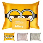 Blissy İpek Yastık Kılıfı -%100 Saf Dut İpeği - 22 Momme 6A Yüksek Sınıf Lifler - Saç ve Cilt için İpek Yastık Kılıfı - Normal, Queen & King (Minion, 50,8 cm x 91,44 cm (1'li Paket)