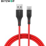 Blitzwolf BW-TC15 6ft/1.8 M 3A USB Tip-C Şarj Veri Kablosu Cep Telefonu Hızlı Şarj USB C Şarj Aleti Kablosu Veri Kablosu Huawei Için (Yurt Dışından) - Siyah