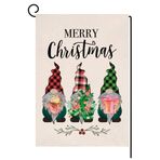 BLKWHT Noel Cüceleri Bahçe Bayrağı 12,5 x 18 Dikey Çift Taraflı Noel Ağacı Çiftlik Evi Sundurma Dekorasyonları Dış Mekan Küçük Bahçe Bayrağı