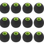 BLLQ 12 ADET Orta Boy Yedek Kulak Uçları Eargels Earpads Kulak Uçları Jeller Tomurcuk Powerbeats Pro, BeatsX, Senso, TOZO, Sony ve Diğer İç Delik 3,8 mm Kulak İçi Kulaklık, Siyah-Yeşil, M
