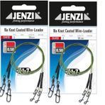 blntackle76 Set: Jenzi marka 4 adet x 1 x 7 çelik misina, fırdöndü ve düğümsüz bağlantı elemanlı, 5, 7, 9, 12 ve 15 kg, uzunluk 50 cm + Petri Heil! Çıkartma (9 kg)