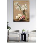 Blok Design Kanvas Tablo Resim Çiçek Temalı Dekoratif Duvar Tablosu - 70 x 100 cm - Renkli