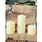 Blok Mum 3’lü Set | 6-9-14 cm Kokusuz Parafin Mum | Dekoratif Yuvarlak Tasarım | Şömine, Vazo, Masa Üstü İçin | Kırmızı, Beyaz, Siyah, Krem Renk Seçenekli (Bej)