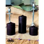 Blok Mum 3’lü Set | 6-9-14 cm Kokusuz Parafin Mum | Dekoratif Yuvarlak Tasarım | Şömine, Vazo, Masa Üstü İçin | Kırmızı, Beyaz, Siyah, Krem Renk Seçenekli (Siyah)