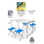 Blooma 4 Kişilik Katlanır Çanta Tipi Taşınabilir Kamp - Piknik Masası ve Tabure Seti Ayarlanabilir Yükseklik