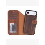 BloomCase Magic Wallet Mahogany Saddle Hakiki Deri iPhone 17 Air(6.5") Cüzdanlı Telefon Kılıfı