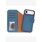 BloomCase Magic Wallet Midnight Blue Hakiki Deri iPhone 17Air(6.5") Cüzdanlı Telefon Kılıfı