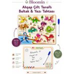 Bloomin Ahşap Çift Taraflı Bultak & Yazı Tahtası | Kalem Dahil | Eğitici Montessori Bebek Çocuk Oyuncağı - DİNOZOR - Çok Renkli