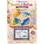 Bloomin Eğitici Ahşap Oyuncak Temalı Yapboz - Bultak ve Silinebilir Yazı Tahtası (Kalem Dahil) Çocuk Bebek - Balık - Çok Renkli
