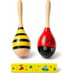 Bloomin Örf Aletleri Seti Ahşap 2’li Marakas ve Mızıka Müzik Seti - Renkli - 1-3 Yaş