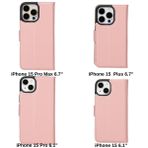 Bloominbag Bloomcase Apple Iphone 15 Pro (6.1") Peony Pink Hakiki Deri Çıkarılabilir Cüzdanlı Telefon Kılıfı