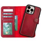 Bloominbag Bloomcase Apple Iphone 15 Pro Max (6.7") Cherry Red Hakiki Deri Çıkarılabilir Cüzdanlı Telefon Kılıfı