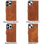 Bloominbag Bloomcase Apple Iphone 15 Pro Max (6.7") Deep Mocca Hakiki Deri Çıkarılabilir Cüzdanlı Telefon Kılıfı