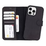 Bloominbag Bloomcase Apple Iphone 16 Pro (6.3") Onyx Black Hakiki Deri Çıkarılabilir Cüzdanlı Telefon Kılıfı