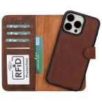 Bloominbag Bloomcase Apple Iphone 16 Pro Max – Mahogany Brown Hakiki Deri Cüzdanlı Telefon Kılıfı