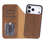 Bloominbag Bloomcase Magic Wallet Moccasin Apple Iphone 17 Pro (6.3") Hakiki Deri Çıkarılabilir Cüzdanlı Telefon Kılıfı