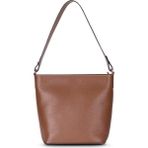 BloominBag Milano Zip Tote – Warm Camel Hakiki Deri Askılı Kadın Omuz Çantası - 22,5 × 25 × 11,5 cm - Taba - Açık Kahverengi