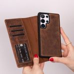 Bloominbag Valeno Saddle Heritage Deri Samsung Galaxy S25 Ultra(6.9”) Manyetik Ayrılabilir Cüzdanlı Telefon Kılıfı