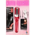 bloomplus Beauty Tech Kırmızı Saç Kırık Alma Makinası + Fırça,Toka Seti