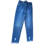 Blotch Kız Çocuk Pantolonu Koyu Mavi Kot Jeans Paçası Püsküllü Yırtık Detay