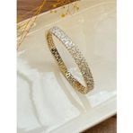 Blotch Tamtur Üç Sıra Zirkon Taşlı Işıl Şık Gece Tarz Abiyelik Juping Gold Bilezik 5.5 Cm İç Çapı