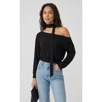BLOUSE Fular Detaylı Çizgili Asimetrik Bluz