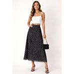 BLOUSE Siyah Beyaz Puantiyeli Midi Etek