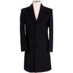 Blu % 100 Kaşmir Slim-Fit Kadın Palto Uzun Kol Regular Kalıp Düz Desen Lacivert - 46