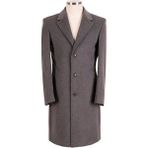 Blu Kaşmir Slim-Fit Kadın Palto Gri Düz Desenli Uzun Kol Regular Kalıp - 56