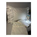 Blue Atelier %100 Organik Pamuk Fırfırlı Krem Bebek Nevresim Takımı (100x150)