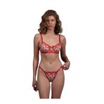 Blue Avcı Lingerie Kadın Kalpli Bralet İç Çamaşır Takım (kırmızı, 85)