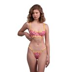 Blue Avcı Lingerie Papatya Desenli Kadın Bralet İç Çamaşır Takımı (Sarı, 80B)