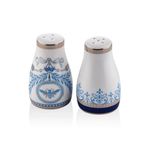 BLUE BANUBE Porselen Tuzluk Biberlik Seti, Mavi Beyaz Çiçek Desenli, 4.5x8 cm, 2 Parça