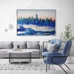 Blue City Yağlı Boya Dokulu Tablo 60X90 Siyah Çerçeveli