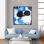 Blue Dream Yağlı Boya Dokulu Tablo 80X80 Siyah Çerçeveli