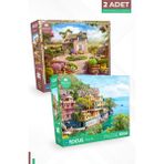 Blue Focus 2 Adet 1000 Parça Puzzle - Toscana ve Portofino