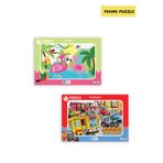 Blue Focus 2 ADET 30 PARÇA ÇOCUK PUZZLE FLAMİNGO VE TAŞITLAR