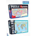 Blue Focus 2 Adet Puzzle - 123 Parça Türkiye Haritası (Her İl Ayrı Parça) Ve 200 Parça Dünya Haritası