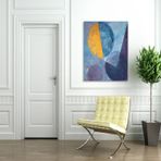 Blue Full Moon Yağlı Boya Dokulu Tablo 80X80 Gümüş Çerçeveli