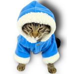 Blue Furry Kapşonlu Sweatshirt Ceket Kedi Süeteri Kıyafeti