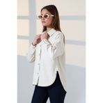 BLUE NATIONAL JEANS Kadın Oversize Kesim Gabardin Gömlek Ceket Bej Açık Renk Günlük Şıklık -BNJ4885