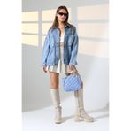 BLUE NATIONAL JEANS Yeni Sezon Oversize Denim Ceket Gömlek Mavi Kar Yıkama Açık Renk Günlük Şıklık -BNJ4892