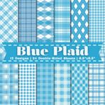 Blue Plaid Scrapbook Paper Craft Pad: 12 Blue Pattern Designs, 24 Double-Side Sheets Printed on 8.5"x8.5" Sized Paper With Premium Color. Perfect for ... Collage, Cardstock, Gift Wrapping and More!