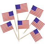 BLUE TOP 100 Adet ABD Amerikan Bayrağı Kürdan Bayrakları, Küçük Kürdan Mini Çubuk Cupcake Toppers Dünya Kupası Seçtikleri Parti Dekorasyonu Kutlama Parti Bar Spor etkinlikleri için kokteyl seçimleri.