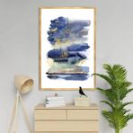 Blue Wave Yağlı Boya Dokulu Tablo 75X100 Gold Çerçeveli