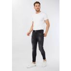 Blue White Erkek Skinny Fit Yırtık Detaylı Siyah Jean