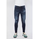 Blue White Erkek Skinny Ripped Patch Detaylı Lacivert Jean